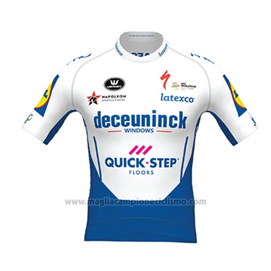 2020 Abbigliamento Ciclismo Deceuninck Quick Step Bianco Azul Manica Corta e Salopette